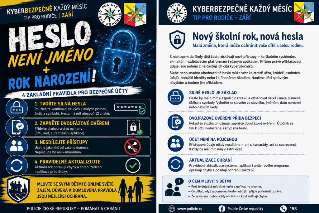 Policie ČR ve spolupráci se školou upozorňuje.
